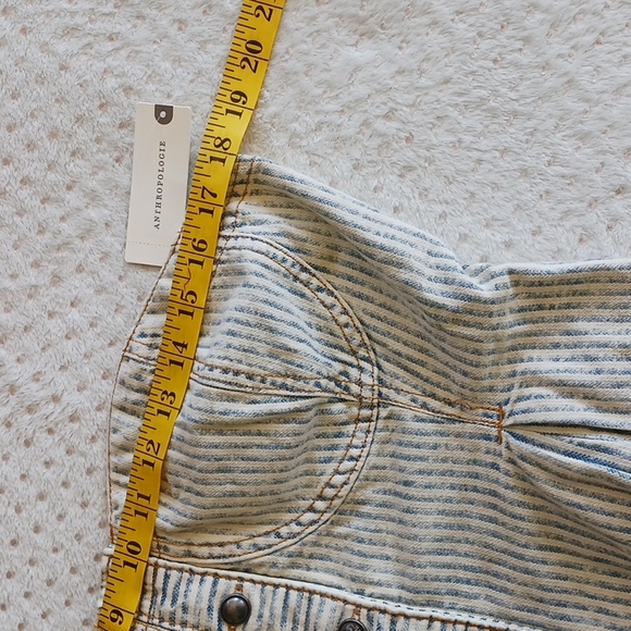 SOLD   HOST PICK ☆Anthropologie Denim Peplum Corset Top,  Blue Stripe - Picture 7 of 11